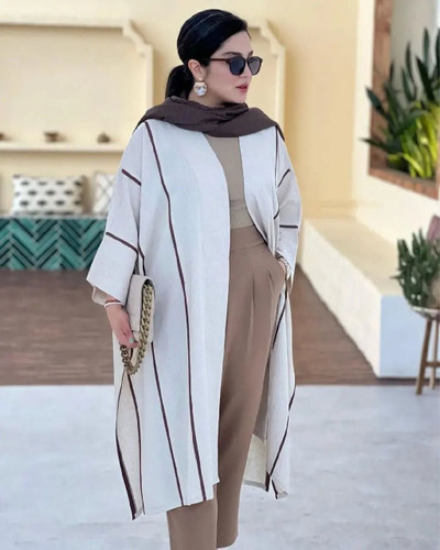 مانتو بلند زنانه جنس شانتون مدل صحرا