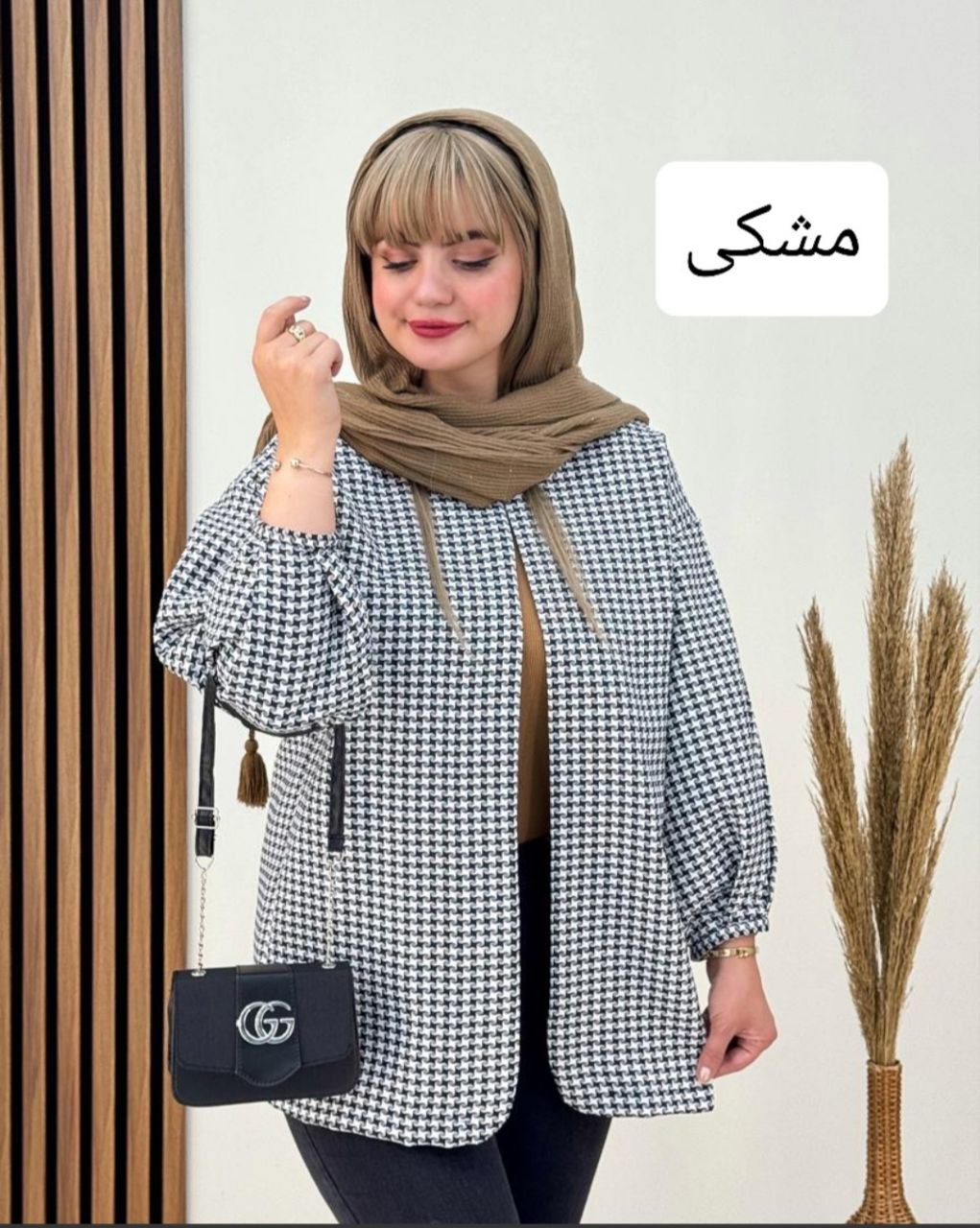 مانتو کتی زنانه طرح پیچازی مشکی و سفید