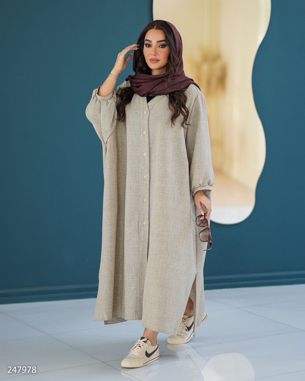 مانتو شانتون  زنانه یقه مردانه آستین پیله دار بغل چاکدار مدل مهرنیکا