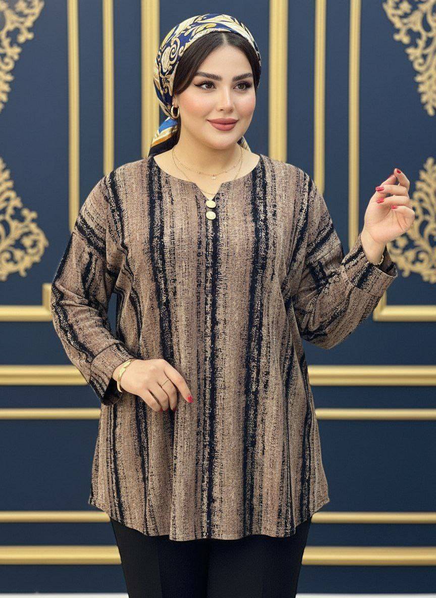 شومیز یقه کوبایی دگمه دار مدل ژانین