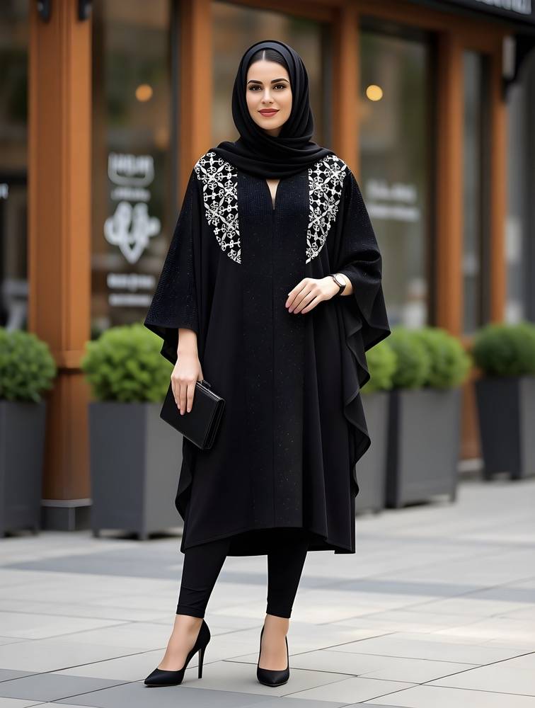 پانچ عبایی زنانه کرپ حریر