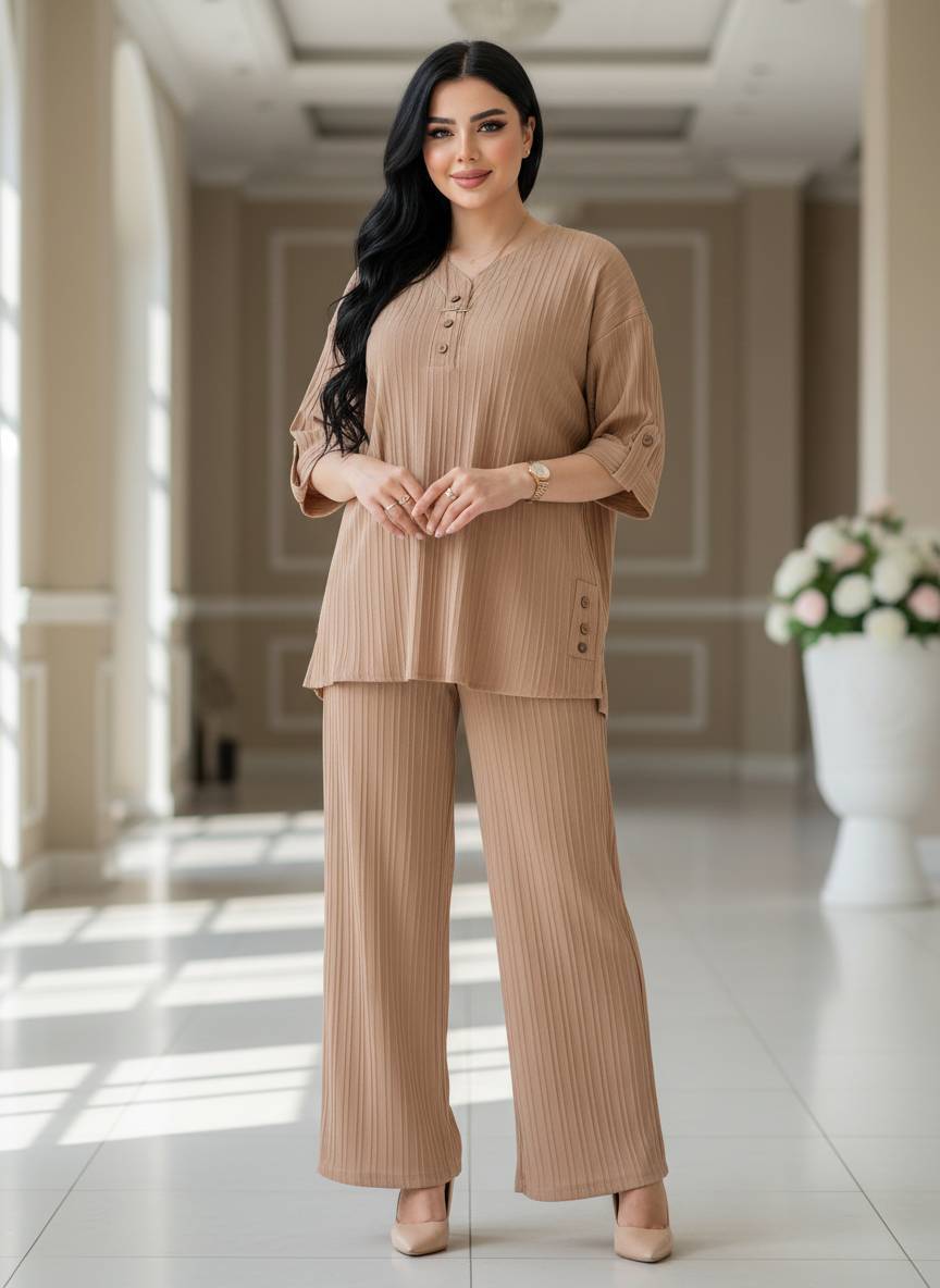 ست شومیز شلوار زنانه سه دگمه مدل آرات