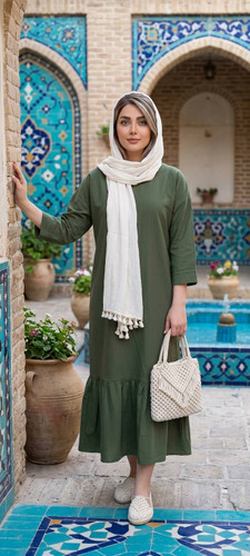 پیراهن زنانه الیاف طبیعی گرم بالا