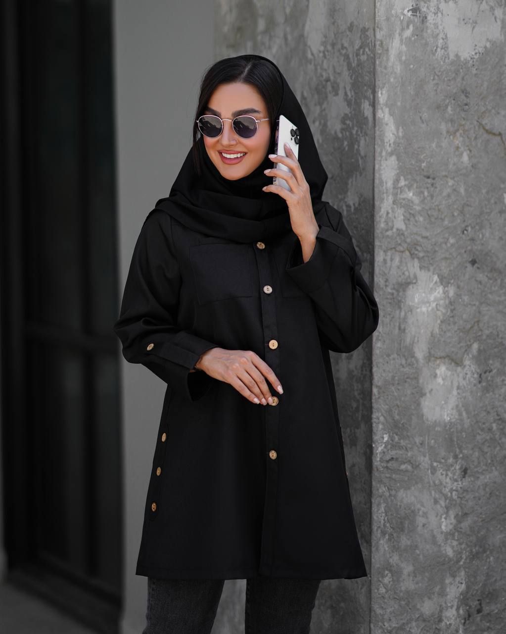 مانتو کوتاه  زنانه بغل دگمه مدل چهرک