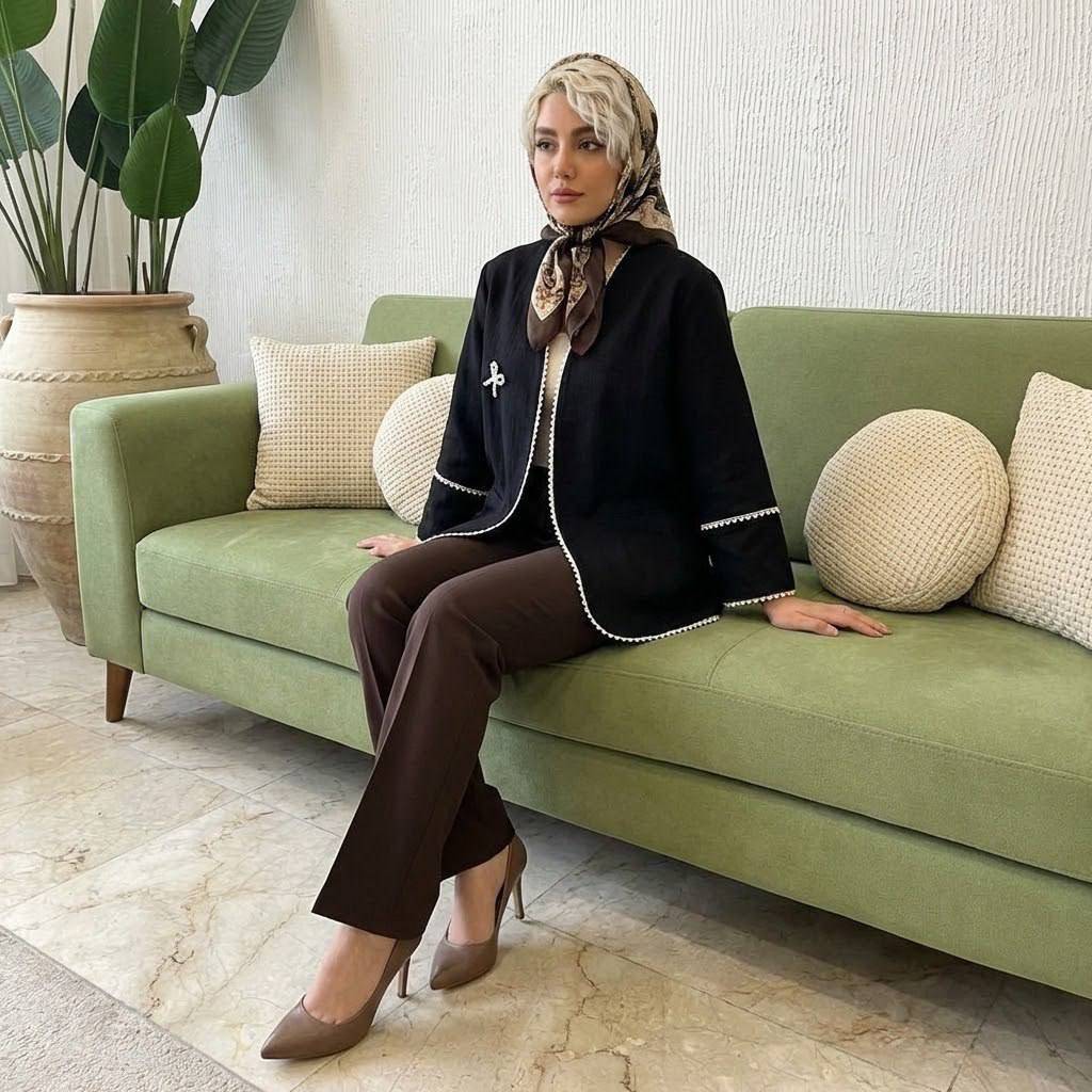 مانتو کتی مروارید دوزی زنانه