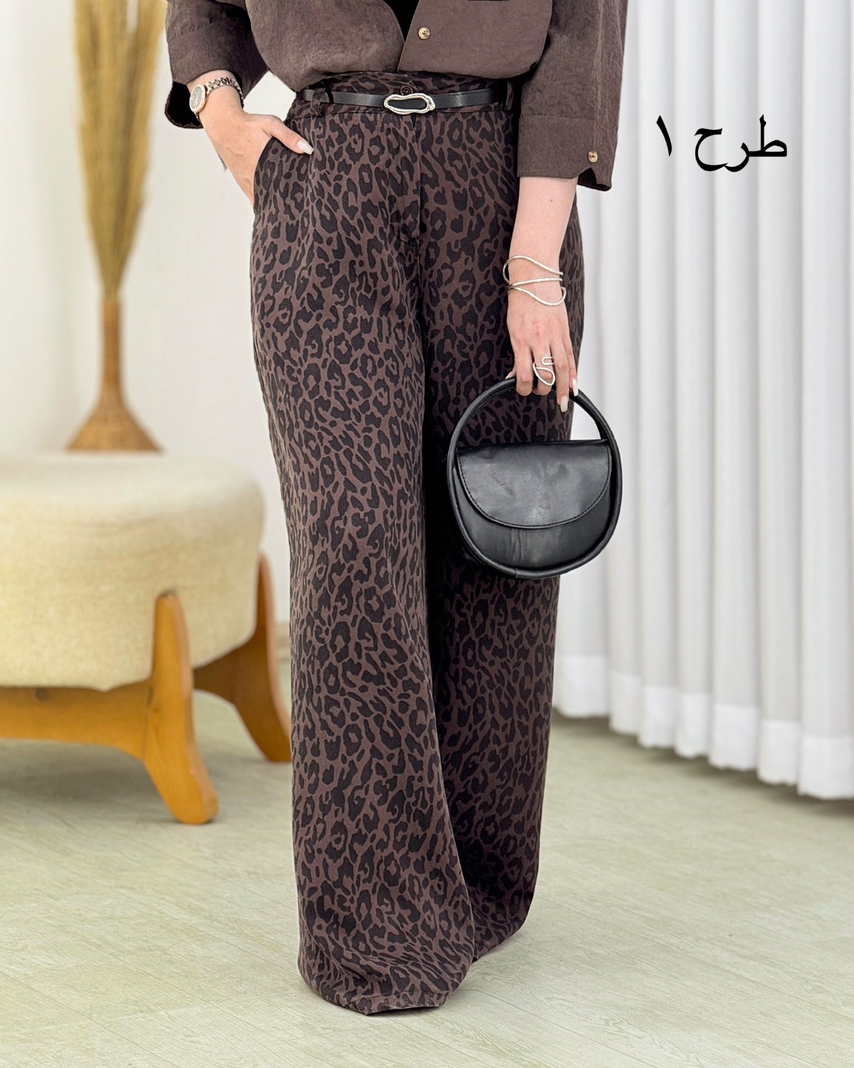 شلوار سیلک پلنگی زنانه با قد مناسب