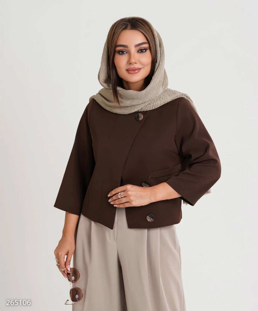 کت کرپ مورگان جیب نما یقه ایستاده مدل مهژین