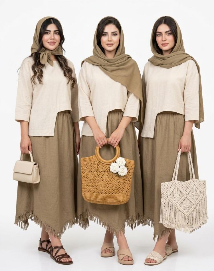 ست دو تیکه الیاف زنانه مدل فروغ