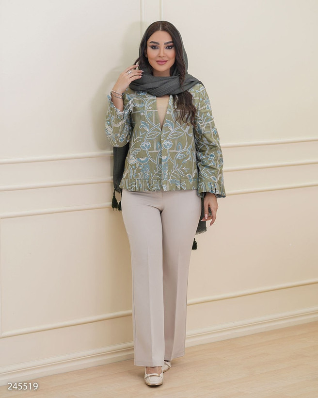 کت پوبلین خرجکار خندی زنانه مدل یارنوش