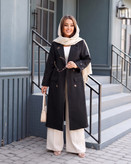 مانتو زنانه یقه انگلیسی آستین پاکتی مدل ماهرخ