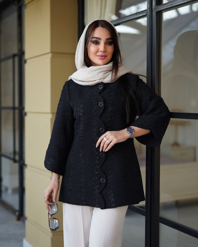 کت یقه دالبری مراکشی لمه دار مدل ارغوان