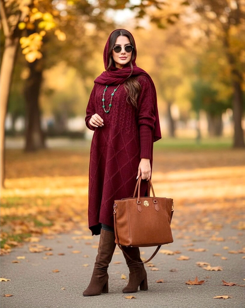 پانچو بافت زنانه