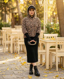 ست دو تیکه هودی کلاه دار و سارافن بافت زنانه