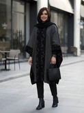 مانتو عبایی ترکیبی با مخمل ژاکارد