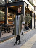 مانتو عبایی ترکیبی با مخمل ژاکارد