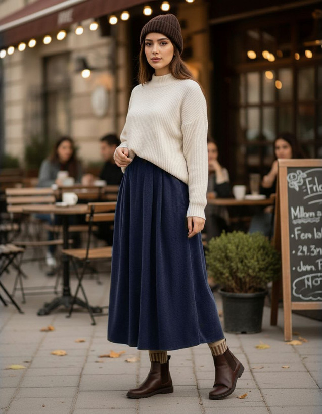 دامن مخمل کبریتی زنانه مدل پاییز