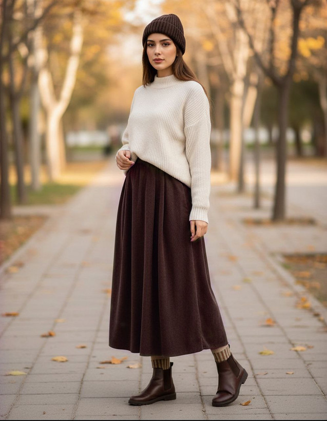 دامن مخمل کبریتی زنانه مدل پاییز